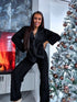 Soft home suit with button down jacket - BLACK